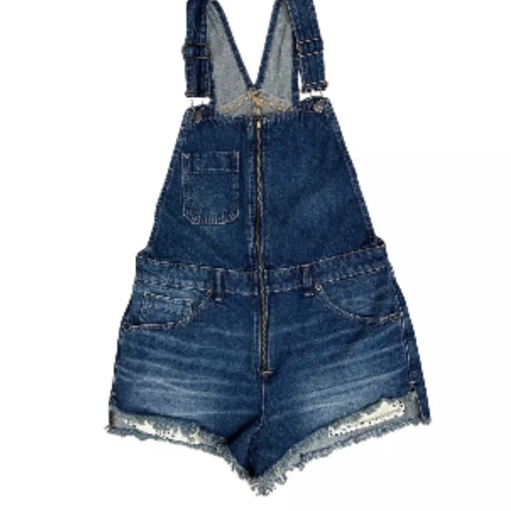We The Free Blue Denim Overalls with Distressed Hem NWOT - Picture 3 of 7